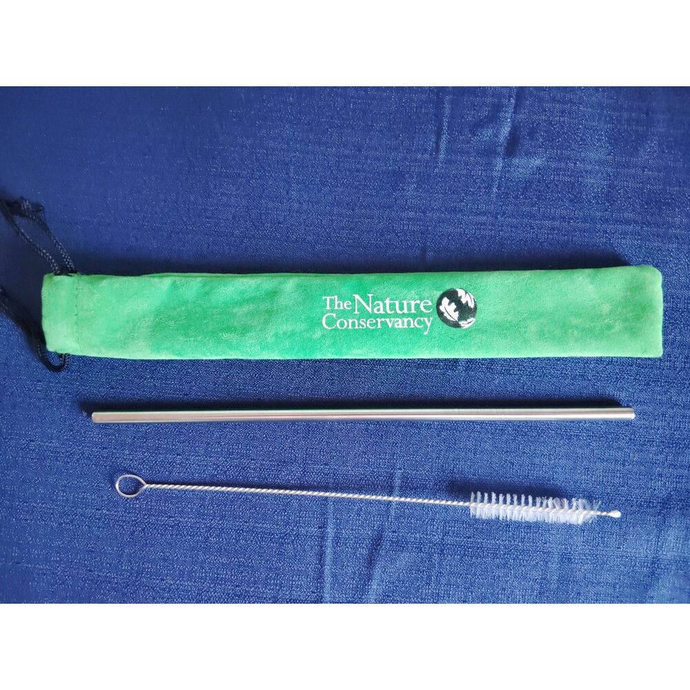 New Reusable Stainless Steel Drinking Straw with Cleaning Brush &  Pouch
